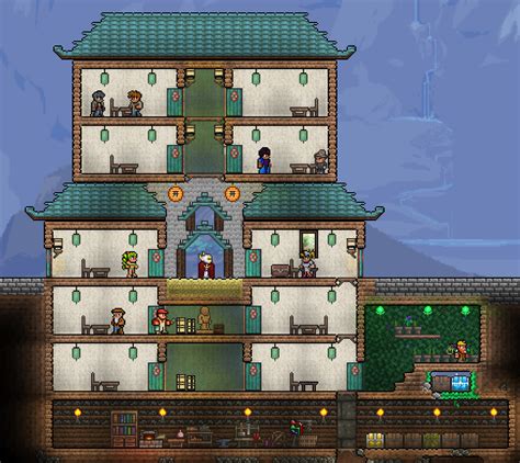 My new world's ever-expanding Dynasty Palace homebase. : r/Terraria