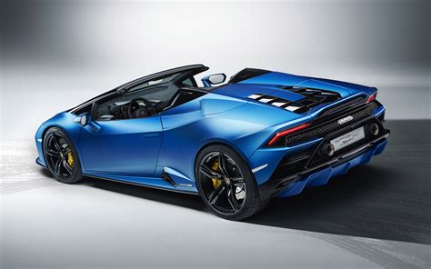 Download wallpapers 2021, Lamborghini Huracan EVO RWD Spyder, rear view ...