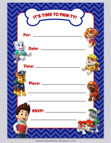 Paw Patrol Printable Invitations Template - Printable Templates