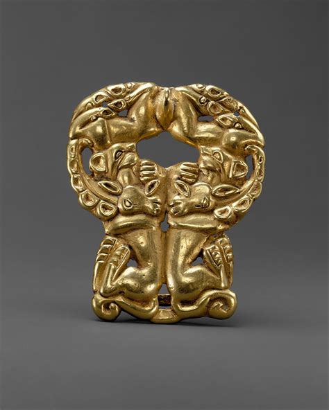 Belt buckle with paired felines attacking ibexes | Xiongnu | Xiongnu | The Metropolitan Museum ...