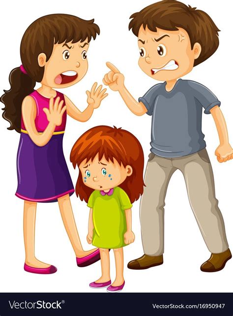 Parents argue and little girl cries illustration. Download a Free Preview or High Qual… | Mural ...