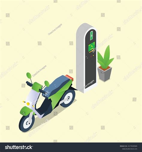 Electric Motorcycle Charging Station Isometric 3d Stock Vector (Royalty ...