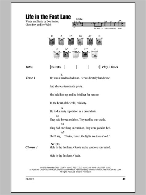 Life In The Fast Lane by Eagles - Guitar Chords/Lyrics - Guitar Instructor