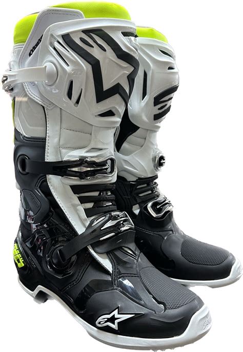 Alpinestars Tech 10 Boots Black/White/Yellow Men’s Size 10 PN #482 ...