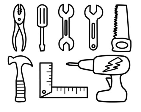 Tools Coloring Pages Preschool Kids