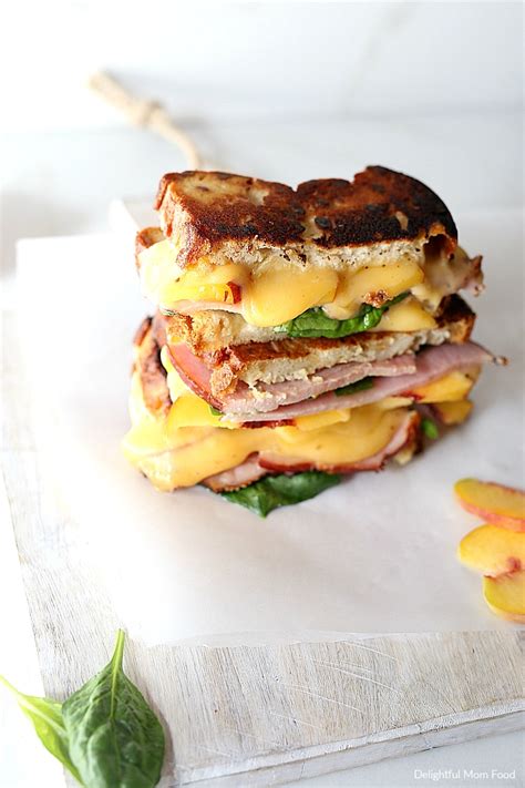 Gourmet Grilled Cheese With Ham, Gouda, Spinach & Peaches - Delightful ...