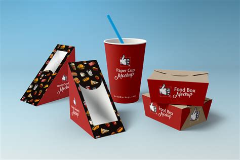 Free Sandwich, Food Box & Paper Cup Packaging Mockup PSD - Good Mockups