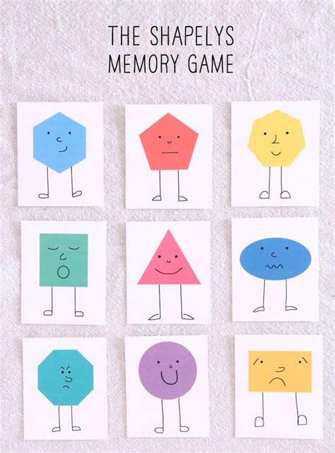 PRINTABLE SHAPES MEMORY GAME