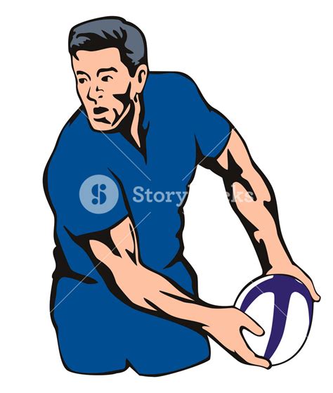 Rugby Player Passing Ball Royalty-Free Stock Image - Storyblocks