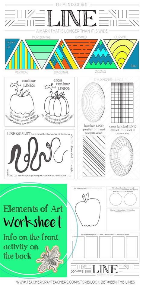 Line, Elements of Art Printable Worksheet: Elementary, Middle, High School Art | Art worksheets ...