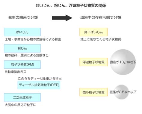 浮遊粒子状物質（SPM）｜は行｜大気環境に関する用語集｜大気環境の情報館｜大気環境・ぜん息などの情報館｜独立行政法人環境再生保全機構