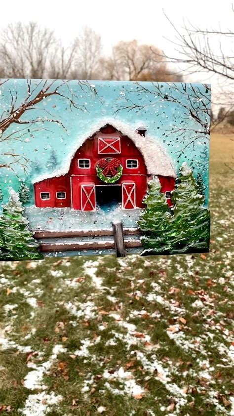 Red Barn Tutorial now available in my new Etsy shop! | Christmas paintings, Glass art techniques ...