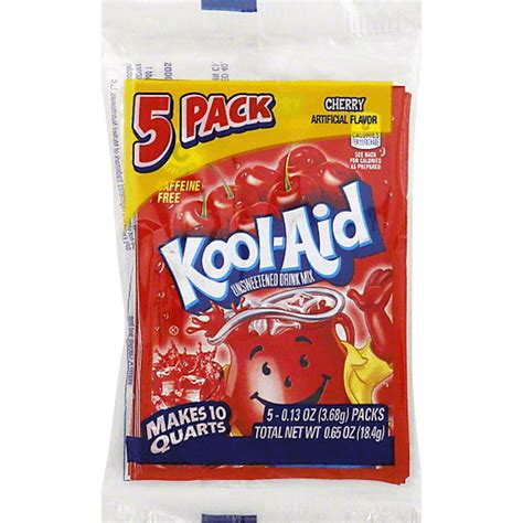 Kool-Aid Unsweetened Cherry Powdered Drink Mix, 5 ct - .13 oz Packets ...