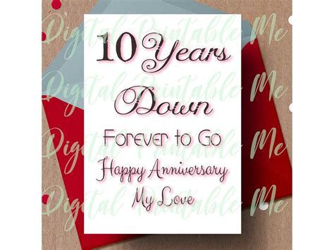 Greeting Cards 10 year Anniversary Card Happy Ten Years 10th Anniversary Card Paper & Party ...