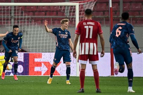 Martin Odegaard says he 'feels at home' with Arsenal as the Gunners win 3-1 against Olympiacos ...