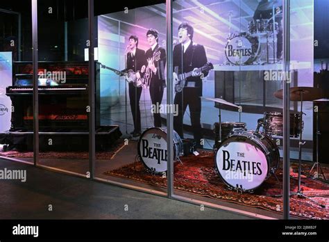 The Beatles piano and drum kit on display as part of the The Jim Irsay ...