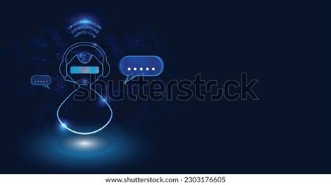 Chatbot On Blue Background Artificial Intelligence Stock Vector ...