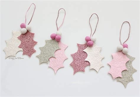 Make Felt Holly Christmas Ornaments - Molly and Mama