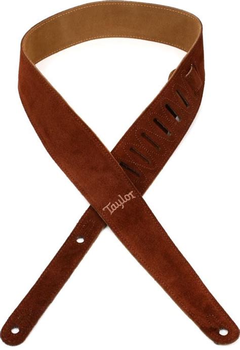 Taylor Embroidered Suede 2.5" Guitar Strap - Chocolate | Sweetwater