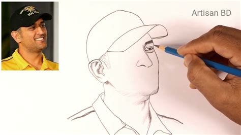 How to draw MS dhoni drawing / dhoni face pencil sketch step by step for beginners / Dhoni ...