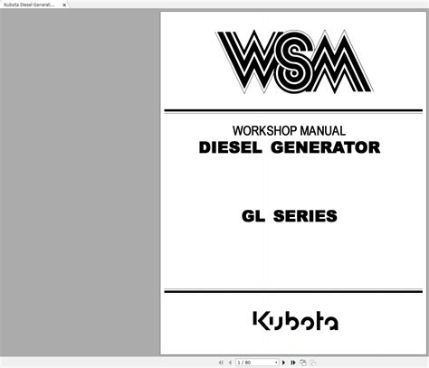 Kubota GL Series Diesel Generator Workshop Manual EN