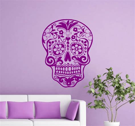 Sugar Skull Wall Decal bedroom living room wall decal Vinyl art Day of the Dead Wall Decal Art ...