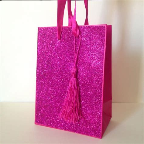 Paper Gift Bag With Handles / Pink Gift Bag / Glitter Gift Bag