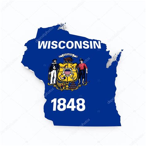 Wisconsin state flag on 3d map — Stock Photo © godard #61725659