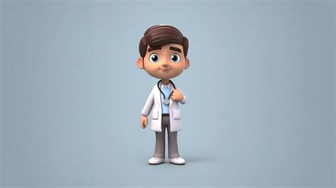 Doctor Stethoscope Cartoon Smart Character In Uniform And Gazing Out From The Corner 3d Render ...