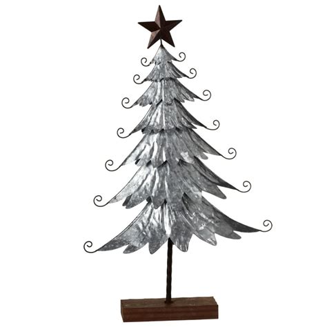 Silver Farmhouse Galvanized Metal Freestanding Christmas Tree with Star 35" - Walmart.com ...