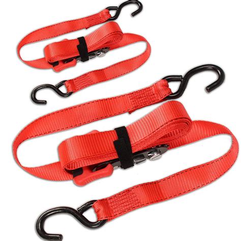 (2 Pack) Sliding Ratchet Strap with Vinyl Coated S Hook (1.25”x 8’ long), Adjustable Ratcheting ...