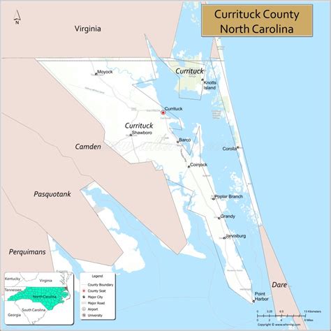 Map of Currituck County, North Carolina - Where is Located, Cities, Population, Highways & Facts