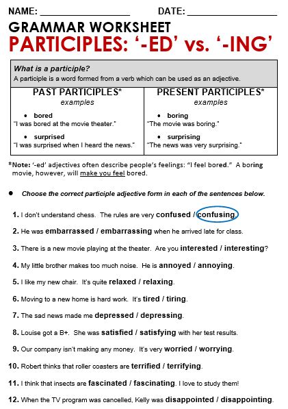 Participle Adjectives: '-ed' vs '-ing' - All Things Grammar