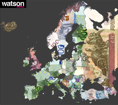 100 unit currency of each country in Europe : r/MapPorn