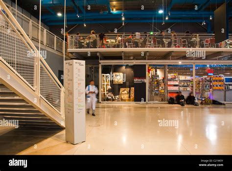 Paris, France, George Pompidou Center, Beaubourg, Inside Main Hallway, Art Bookstore, modern ...