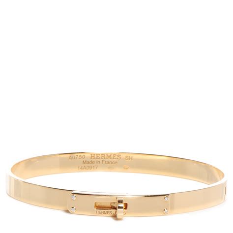 HERMES 18k Yellow Gold Diamond Kelly PM Bangle Small 93614 | FASHIONPHILE