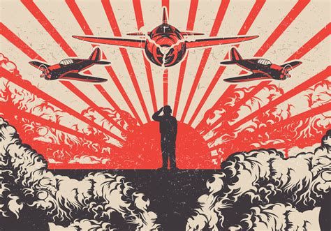 Kamikaze Planes and Soldier World War 2 Vector Background 144086 Vector Art at Vecteezy