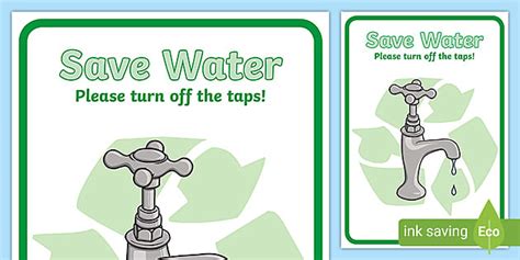 Eco And Recycling Turn Off the Taps Display Poster - Twinkl