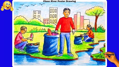 clean river poster drawing | clean river clean water drawing | save ...