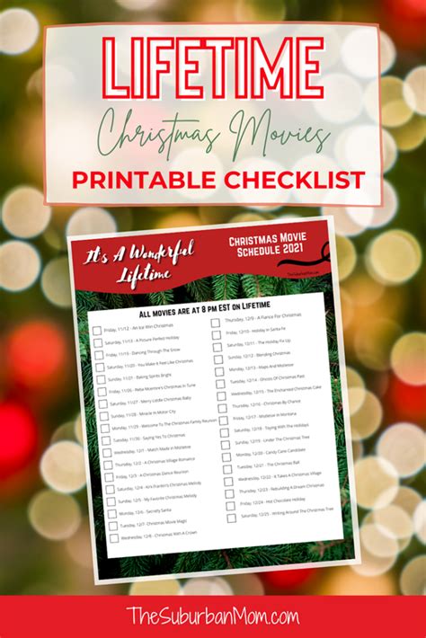 Lifetime Christmas Movie 2021 Schedule Checklist – Free Printable