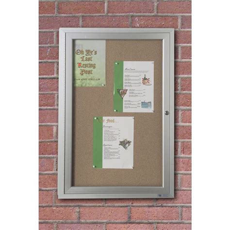 United Visual Vertical Outdoor Enclosed Bulletin Board 1 Door - 24"L x 2"W x 36"H