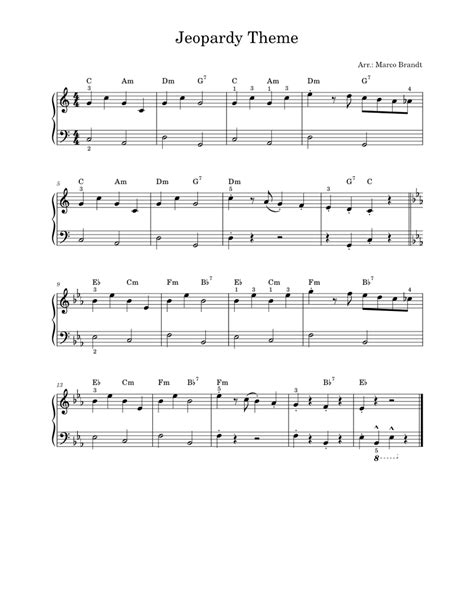 Jeopardy theme – Misc Television Sheet music for Piano (Solo ...