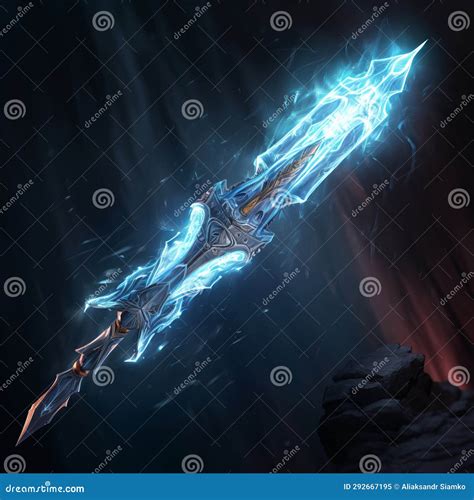 Magic Sword Filled with Lightning Stock Illustration - Illustration of ...