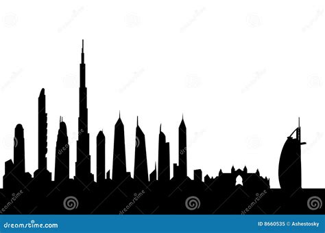 Dubai Skyline Silhouette Vector Royalty Free Stock Photo - Image: 8660535