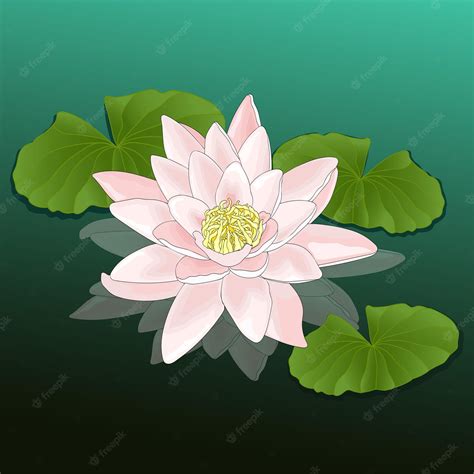 Premium Vector | Water lily in a pond with leaves, cartoon drawing of a pink lotus vector ...