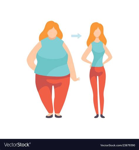 Young woman before and after losing weight vector image on VectorStock in 2020 | Vector images ...