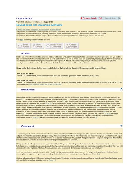 (PDF) Nevoid basal cell carcinoma syndrome