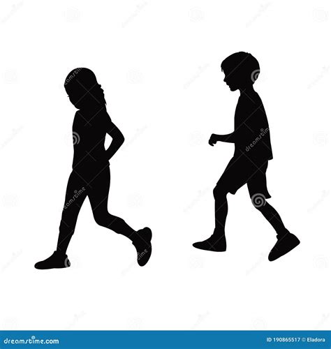 A Girl and a Boy Walking Body Silhouette Vector Stock Vector ...