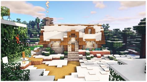 Minecraft: How to build an Aesthetic Winter Stone Cottage | Snowy Taiga Biome - YouTube