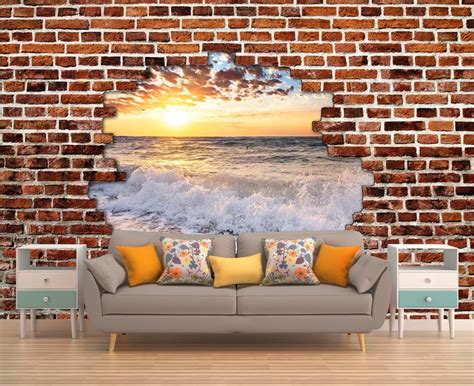 Brick Wall Mural Brick Wallpaper Brick Mural Brick Wall - Etsy